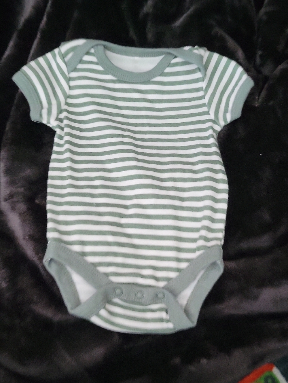 chick pea Green and White Striped Baby One-Piece Bodysuit